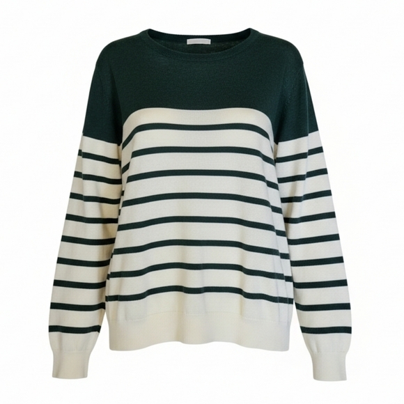 Unbranded Sweaters - Striped Crew Neck Sweater - Green and White - NWOT